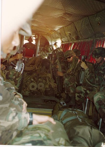 Inside the Chinook, heading to the ricebowl